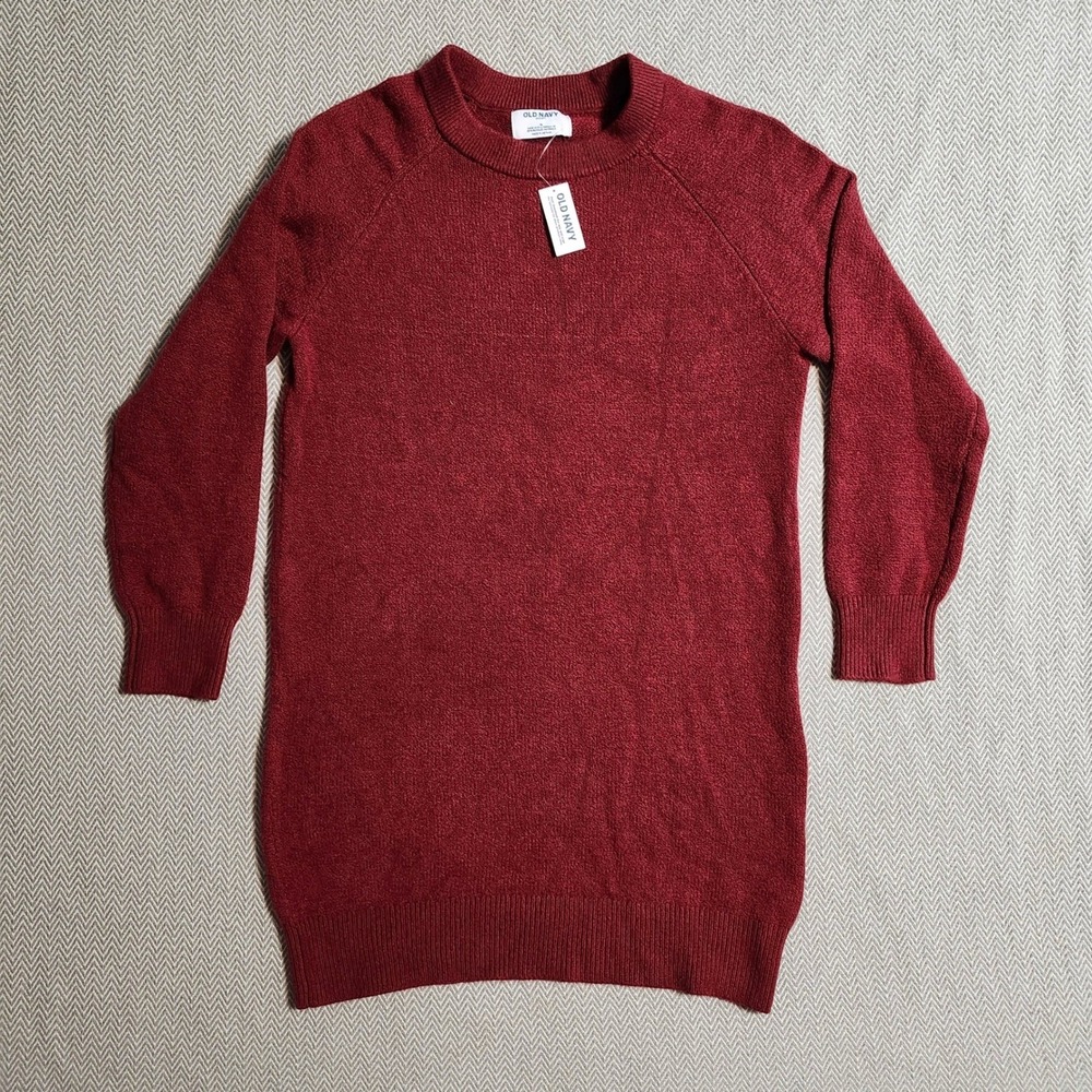 Old Navy SoSoft Sweater Mini Dress Burgundy Heather Raglan Sleeve 787471-01 M